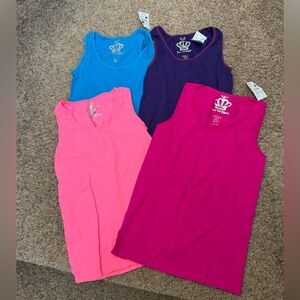 NWT Lot of 4 - Love Charm Tank Tops - Junior S/M - Neon & Hot Pink, Purple, Teal